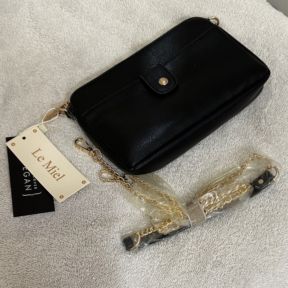 * NWT* Le Miel Elegant Black Crossbody Bag